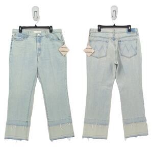 Mother Superior Women 34 The Insider Double Hover Jeans Sideways Blue Denim NEW